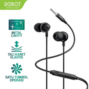 Robot RE240S Headset Handsfree Wired Powerful Bass High Sound Earphone - Daffina Store