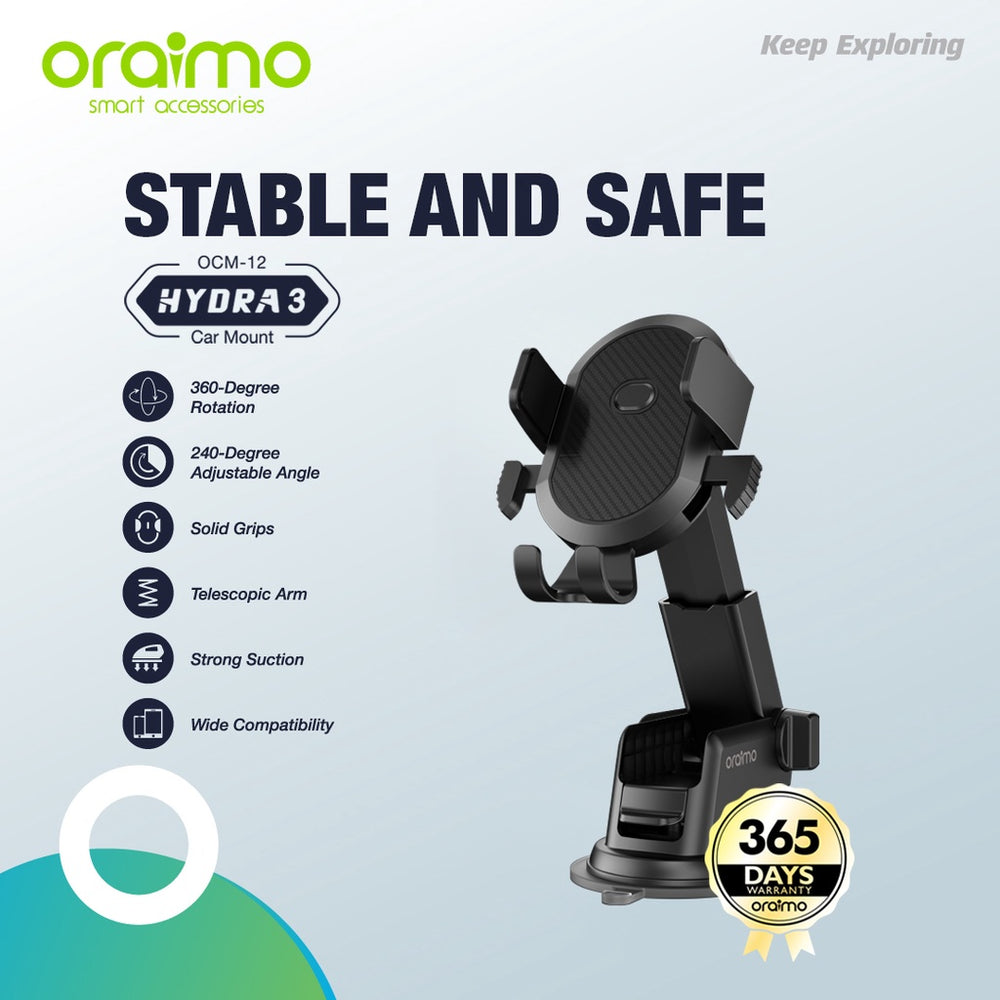 Oraimo  OCM-12 Car Holder Mount Hydra 3 Stable And Safe 1 pc