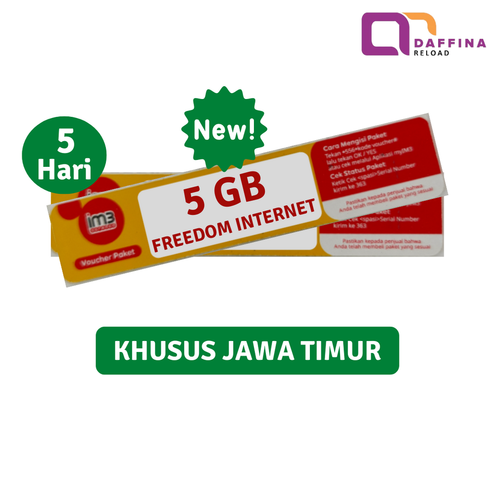 Voucher Indosat Freedom Internet 5 GB 5 Hari (Khusus JATIM)