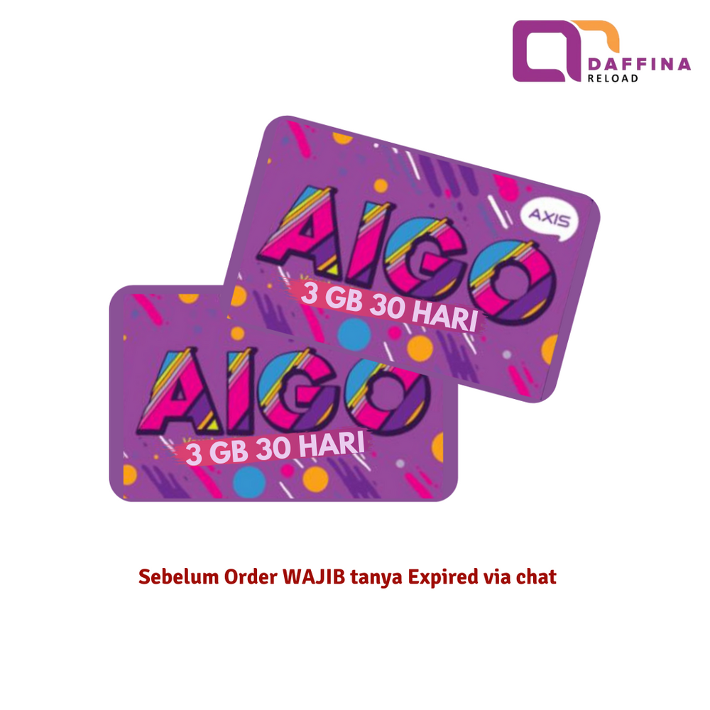 Voucher AXIS AIGO 3 GB 30 Hari - Daffina Store