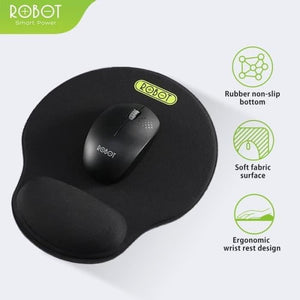 ROBOT RP02 Mousepad Non-slip with Ergonomic Wrist Rest Design Black - Daffina Store