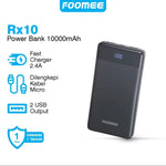 Foomee RX10 Power Bank 10000mAh Digital Display 2 Output Original