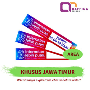 Voucher TRI HAPPY 18 GB JATIM - Daffina Store