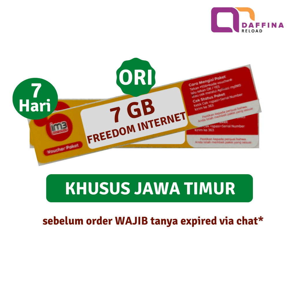 Voucher Indosat Freedom Internet 7 GB 7 Hari ORI (Khusus JATIM)
