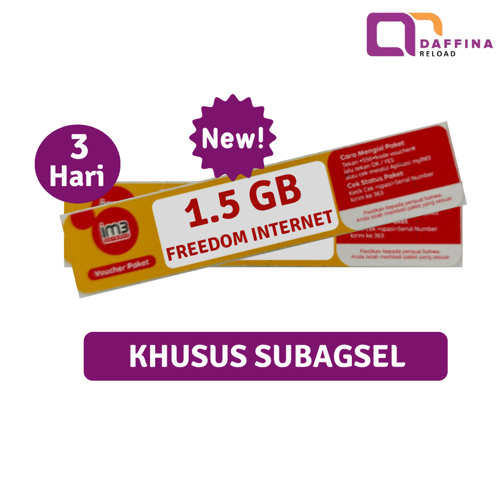 Voucher Indosat Freedom Internet 1.5 GB 3 Hari (Khusus SUBAGSEL) - Daffina Store