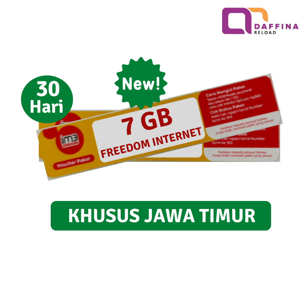 Voucher Indosat Freedom Internet 7 GB 30 Hari (Khusus JATIM)