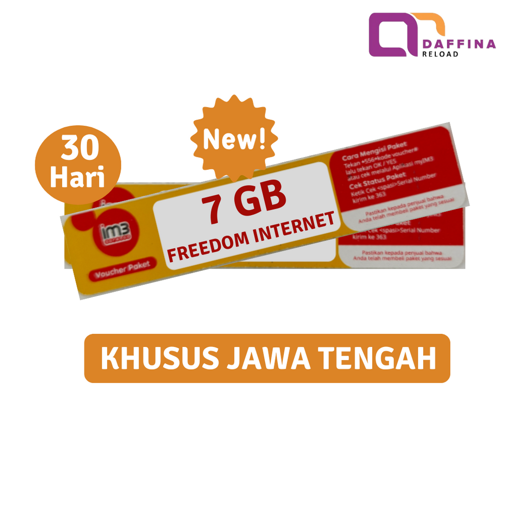 Voucher Indosat Freedom Internet 7 GB 30 Hari (Khusus JATENG)