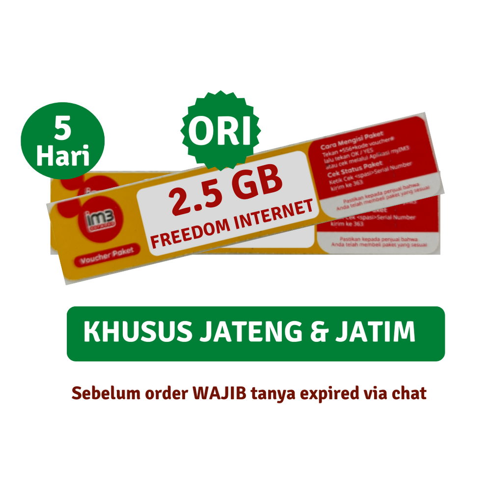 Voucher Indosat Freedom Internet 2.5 GB ORI (JATENG-JATIM)
