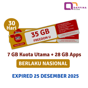 Voucher Indosat Freedom U 35 GB (7GB + 28GB Apps) EXP - Daffina Store