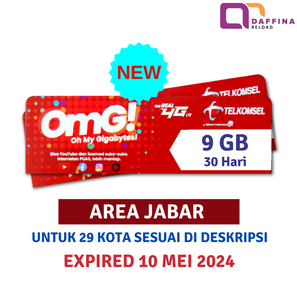 Voucher Telkomsel 9 GB (AREA JABAR) - Daffina Store
