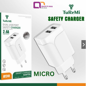 Turemi AT-241 Charger Adaptor Dual USB up to 2.4A + kabel Micro USB - Daffina Store