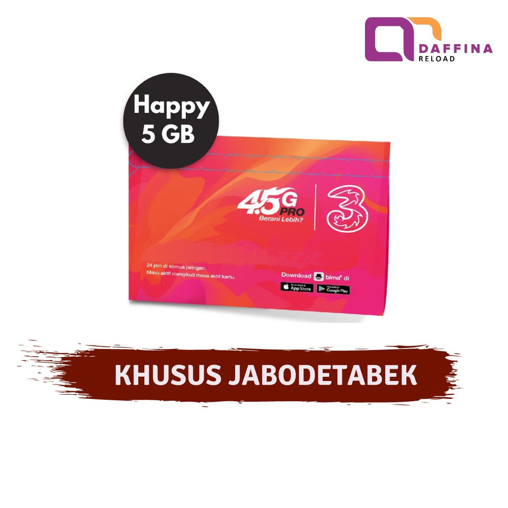 Kartu Perdana TRI Happy 5 GB JABO - Daffina Store
