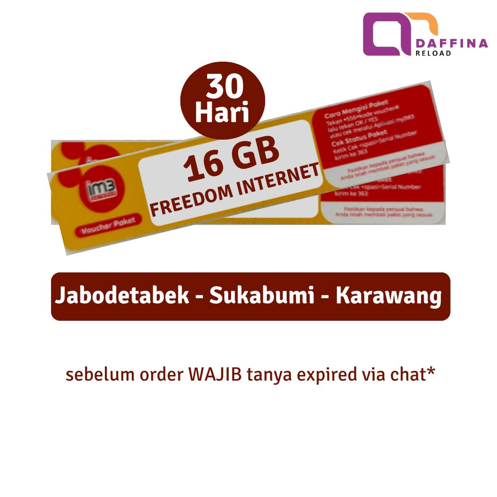 Voucher Indosat Freedom Internet 16 GB (Jabodetabek)