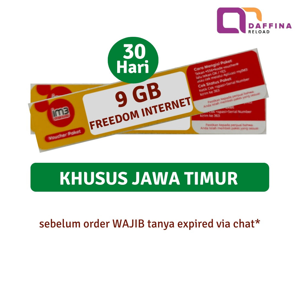 Voucher Indosat Freedom Internet 9 GB (Khusus JATIM)