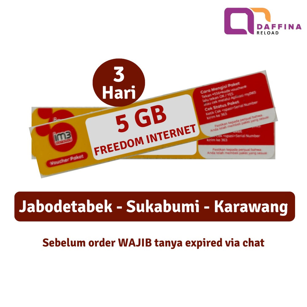 Voucher Indosat Freedom Internet 5 GB 3 Hari Jabodetabek