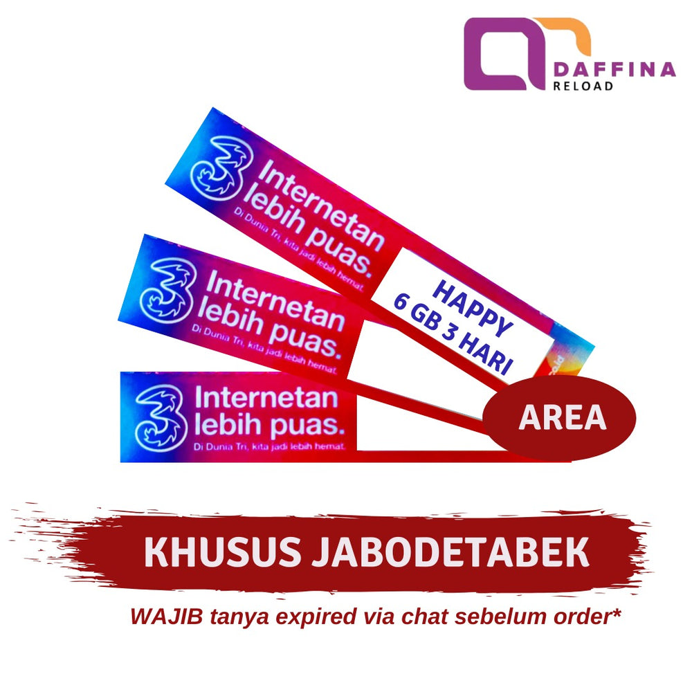 Voucher Tri Happy 6 GB 3 Hari JABODETABEK