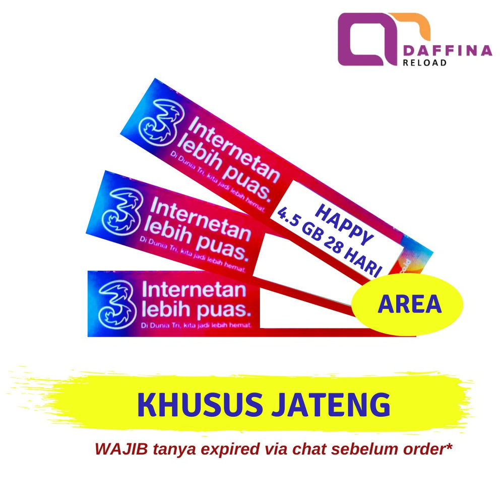 Voucher Tri Happy 4.5 GB 28 Hari JATENG-JATIM - Daffina Store