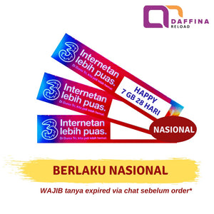 Voucher Tri Happy 7 GB 28 Hari Nasional
