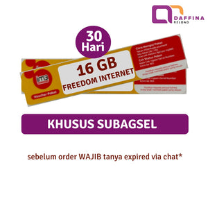 Voucher Indosat Freedom Internet 16 GB (Khusus SUBAGSEL)