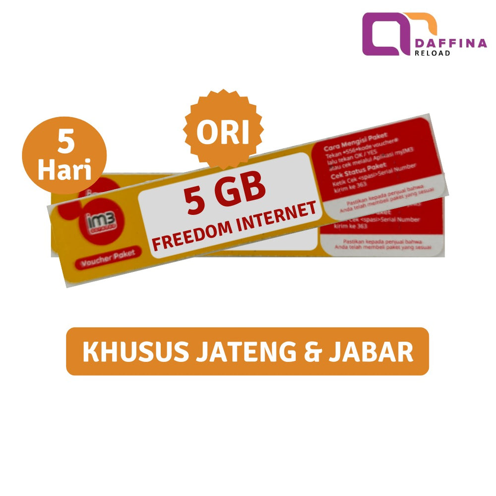 Voucher Indosat Freedom Internet 5 GB 5 Hari ORI (JABAR & JATENG)