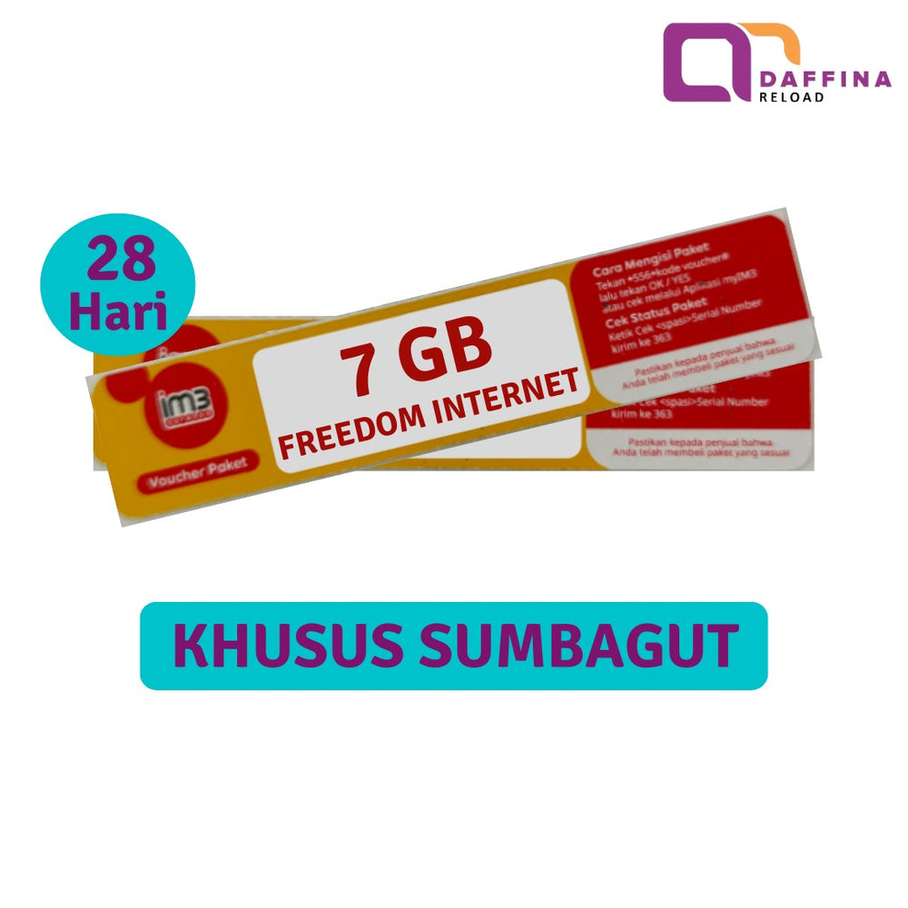 Voucher Indosat Freedom Internet 7 GB 28 Hari  (Khusus SUBAGUT)