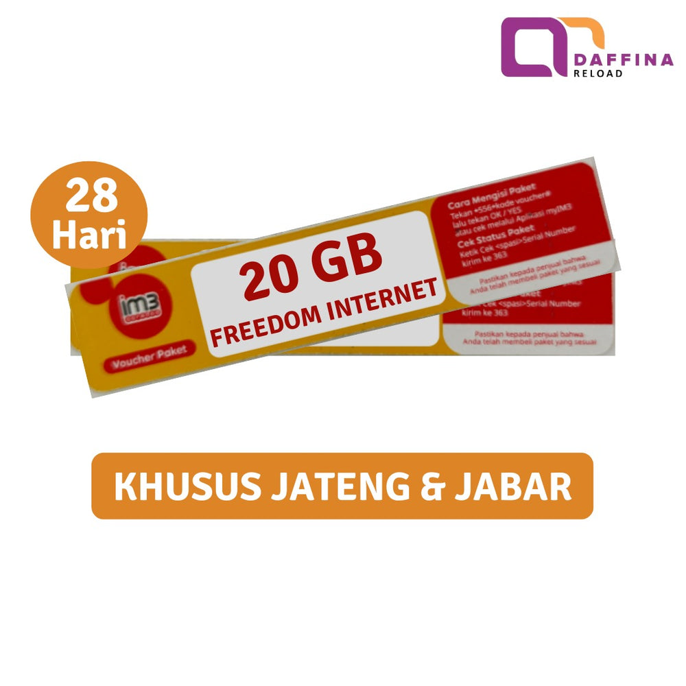Voucher Indosat Freedom Internet 20 GB (JATENG) - Daffina Store