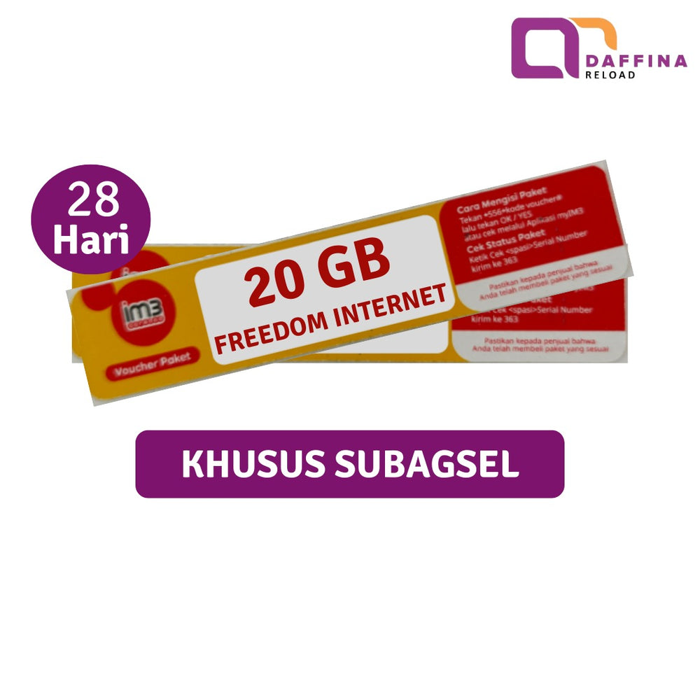 Voucher Indosat Freedom Internet 20 GB (Khusus SUBAGSEL)