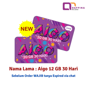 Voucher AXIS AIGO 20 GB 30 Hari - Daffina Store