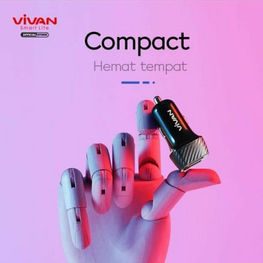 VIVAN CC02C Car Charger 3.4A Dual Port Smart IC Quick Charging - Daffina Store