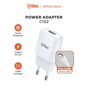 
            
                Muat gambar ke penampil Galeri, Olike C102 Power Adapter Output 5V/1.2A with Micro USB Cable - Daffina Store
            
        