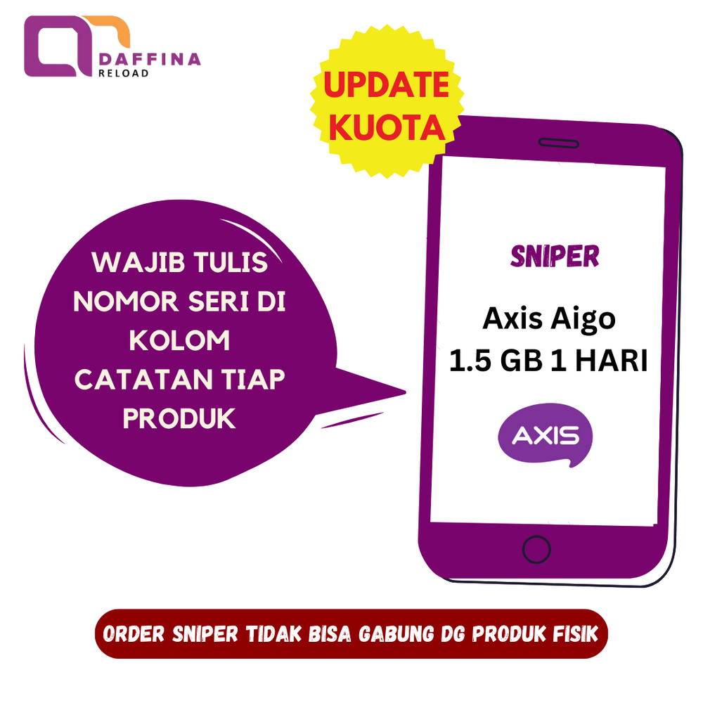 Voucher AXIS AIGO 1.5 GB 1 hari (SNIPER) - Daffina Store