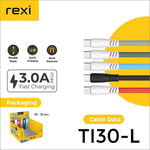 Rexi TI30L Kabel Data Lightning 2.4 A Botol Unik 1 Pc - Daffina Store