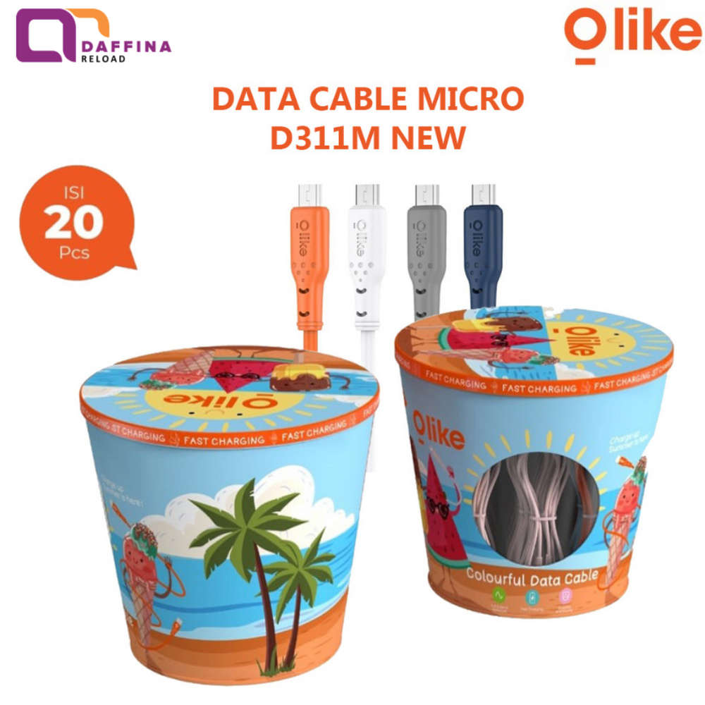 Olike D311M New Kabel Data Colourful Micro USB 2.1 A 1 Kaleng Isi 20 Pcs