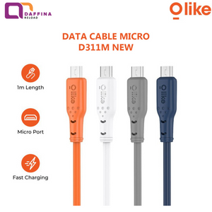 Olike D311M New Kabel Data Colourful Micro USB 2.1 A 1 Kaleng Isi 20 Pcs - Daffina Store
