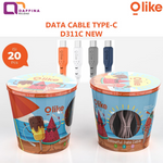 Olike D311C New Kabel Data Colourful Type C 2.4 A 1 Kaleng Isi 20 Pcs