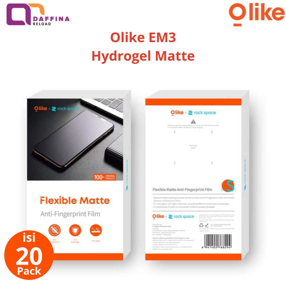 Olike EM3 Hydrogel Flexible Screen Protector Anti Gores Matte 1 Box Isi 20 Pcs