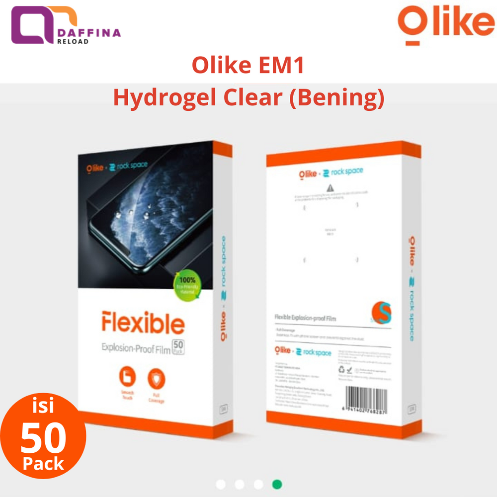Olike EM1 Hydrogel Flexible Screen Protector Anti Gores Clear 1 Box Isi 50 Pcs