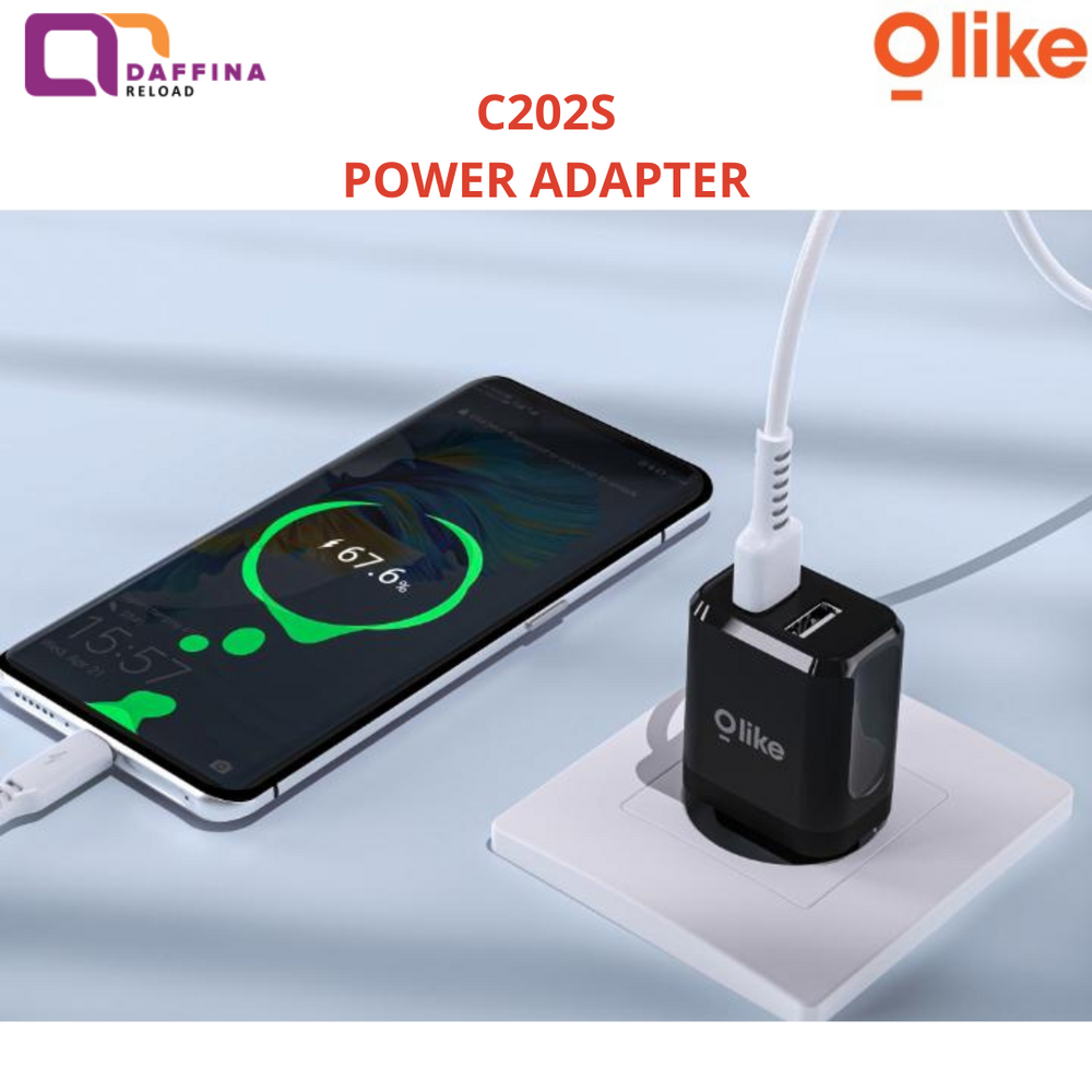 Olike C202s Power Adapter Dual USB Port 5V 2.4A 1 Pc - Daffina Store