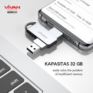 VIVAN VOM132 Flashdisk OTG 32GB Dual Interface Micro & USB-A - Daffina Store