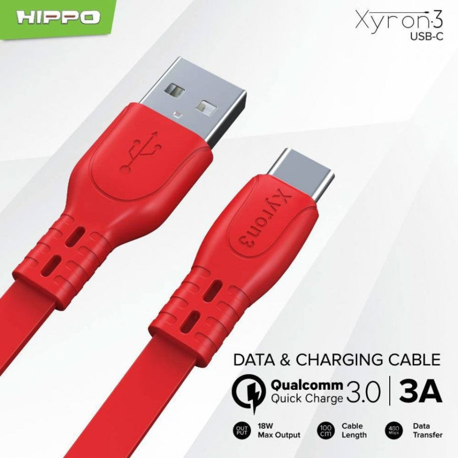 Kabel Type C HIPPO XYRON 3 100 cm 3A Quick Charging 30 Pcs-SATUAN - Daffina Store