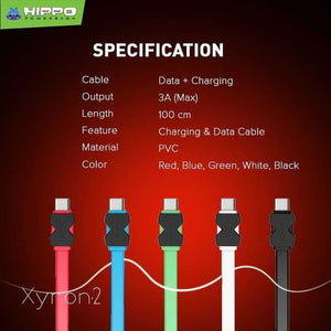HIPPO XYRON 2 Kabel Type C 100 cm 3A Quick Charging 30 Pcs - Daffina Store