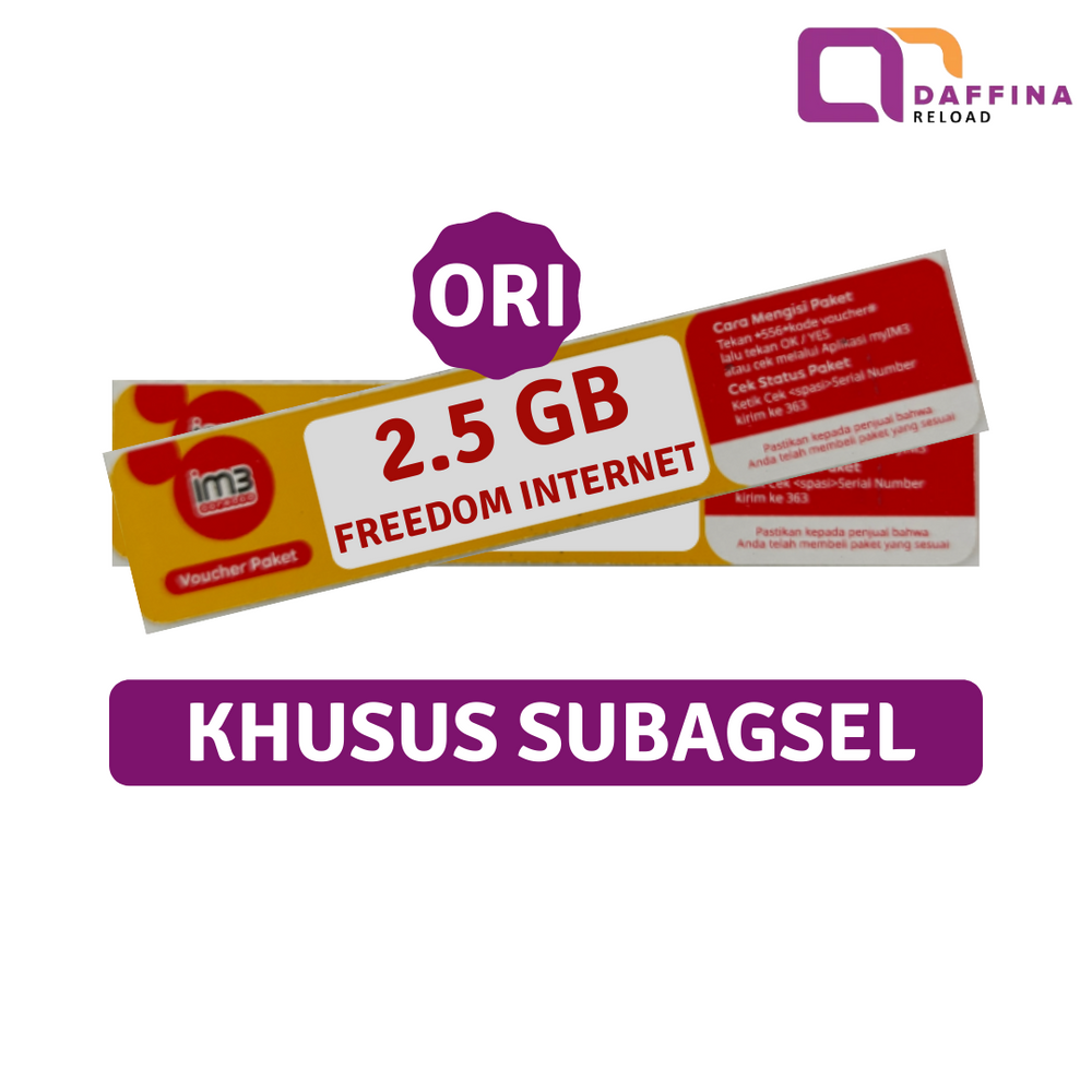 Voucher Indosat Freedom Internet 2.5 GB ORI Khusus SUBAGSEL - Daffina Store