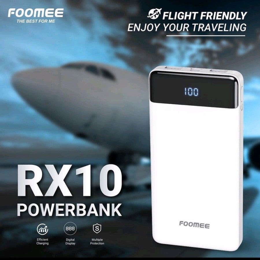 Foomee RX10 Power Bank 10000mAh Digital Display 2 Output Original - Daffina Store