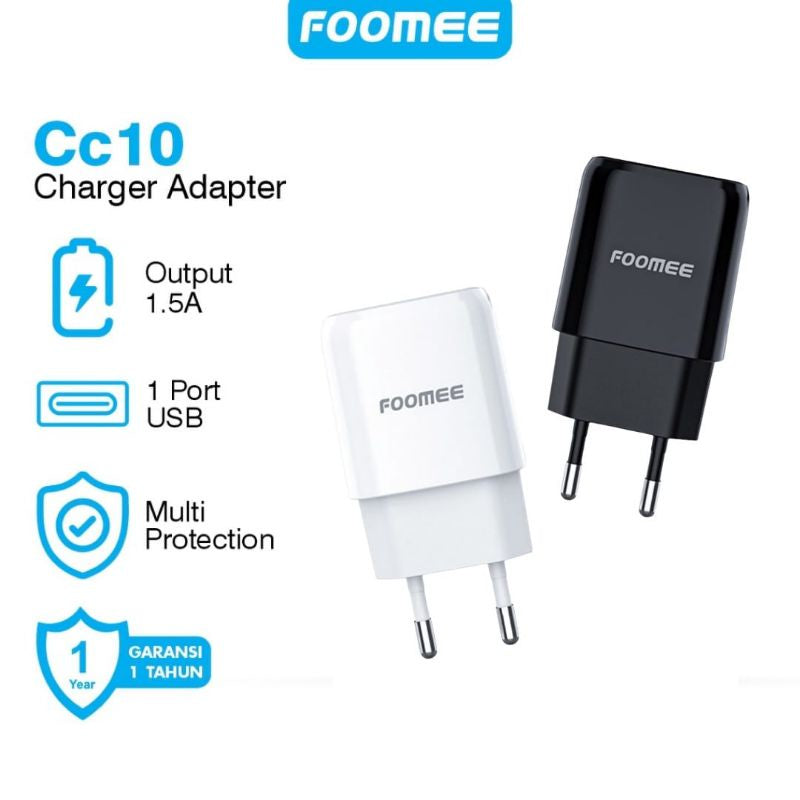 Foomee CC10 Fast Charger Travel Adaptor 1 Port 5V/1.5A isi 15pcs - Daffina Store