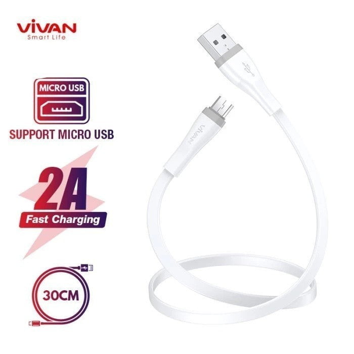 VIVAN Kabel Data SM30S Micro USB 30cm 2A Fast Charging 1pcs
