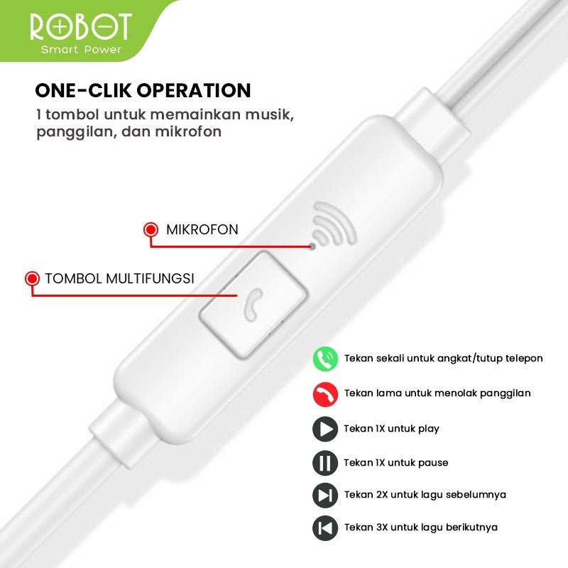 ROBOT RE801 Headset Ultra Bass HD Sound Quality Earphone | Daffina Store