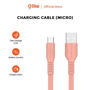 Olike D302M Data Cable Flat Micro Usb 2.4A 1 Toples isi 20 Pcs - Daffina Store