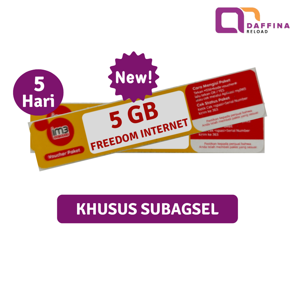Voucher Indosat Freedom Internet 5 GB 5 Hari (Khusus SUBAGSEL) - Daffina Store