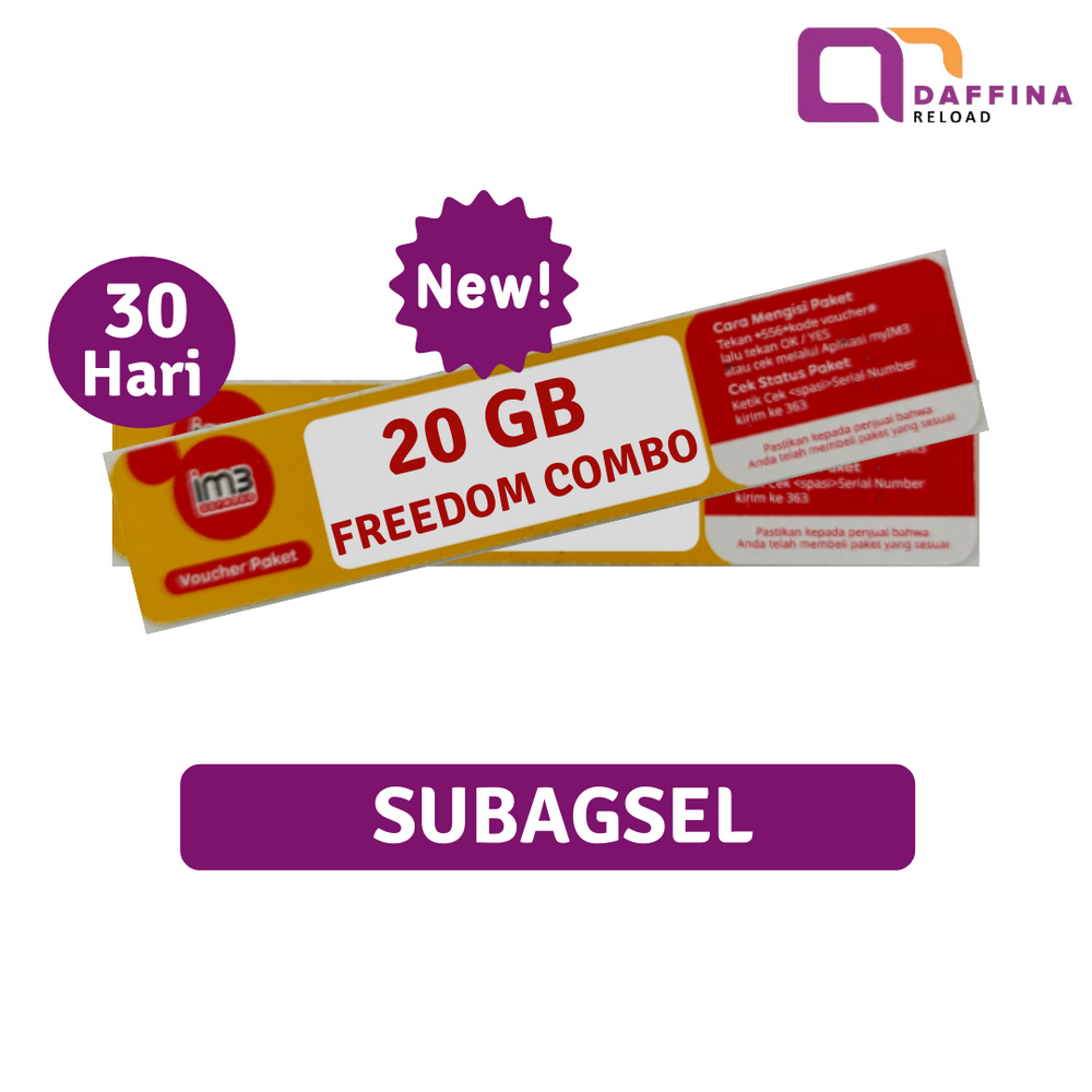 Voucher Indosat Freedom Combo 20 GB (Khusus SUBAGSEL) - Daffina Store