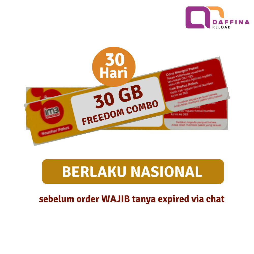 Voucher Indosat Freedom Combo 30 GB (Khusus JATENG) - Daffina Store